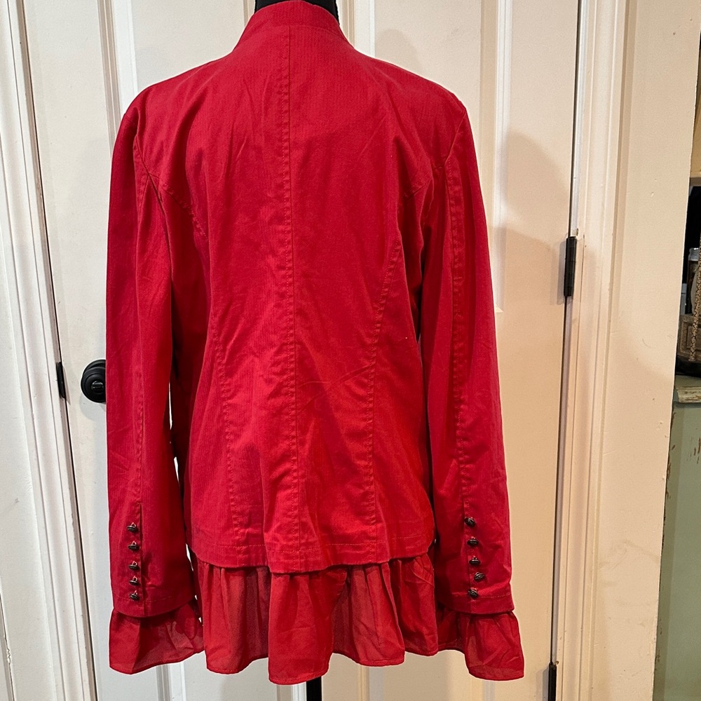 Free People Red Ruffled Blazer - Picture 3 of 5